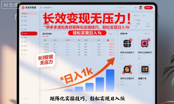 长效变现无压力！拼多多虚拟类目矩阵化实操技巧，轻松实现日入1k【揭秘】-宇文网创