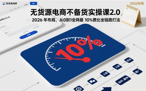无货源电商不备货实操课2.0，2026年布局，从0到1全网最低10%费比全链路打法【更新中】-宇文网创