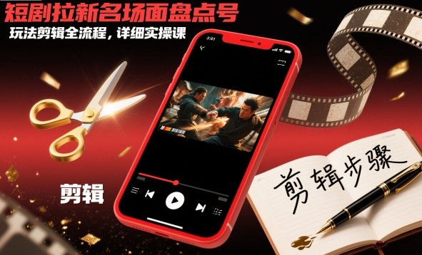 短剧拉新名场面盘点号玩法剪辑全流程，详细实操课-宇文网创