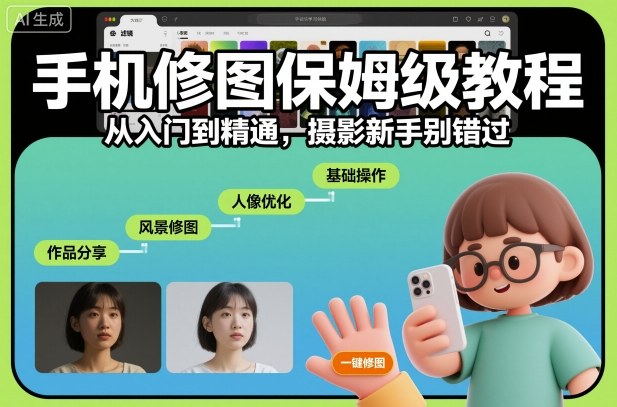 手机修图保姆级教程，从入门到精通，摄影新手别错过-宇文网创