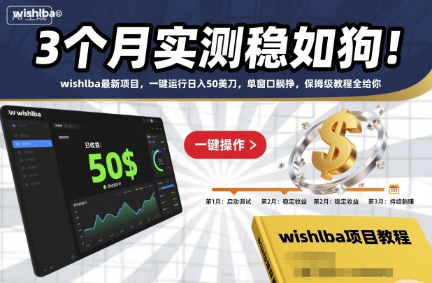 3个月实测稳如狗！wishlba最新项目，一键运行日入50美刀，单窗口躺挣，保姆级教程全给你【揭秘】-宇文网创
