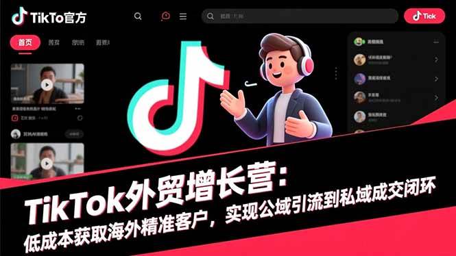 TikTok外贸增长营：低成本获取海外精准客户，实现公域引流到私域成交闭环-宇文网创