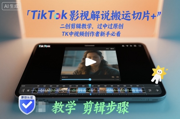 TikTok影视解说搬运切片+二创剪辑教学，过中过原创，TK中视频创作者新手必看-宇文网创