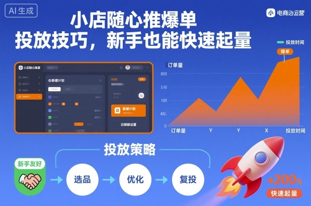 小店随心推爆单投放技巧，新手也能快速起量-宇文网创