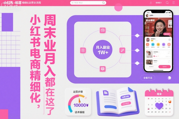 小红书电商精细化运营全流程，周末副业月入1W+，全套方法都在这了-宇文网创