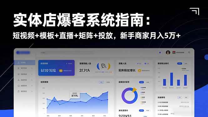 实体店爆客系统指南：短视频+模板+直播+矩阵+投放，新手商家月入5万+-宇文网创