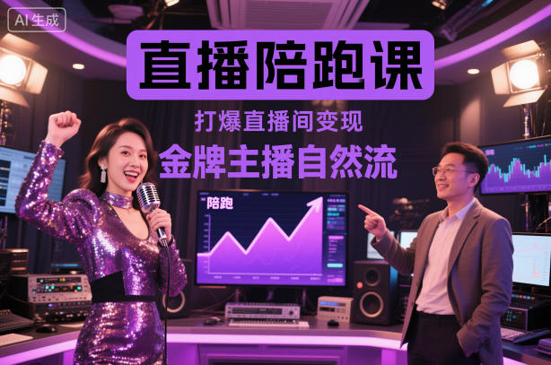 直播陪跑课，金牌主播自然流打爆直播间，复制高变现玩法-宇文网创