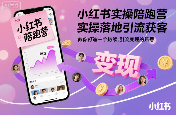 小红书实操陪跑营，实操落地引流获客，教你打造一个持续引流变现的账号-宇文网创