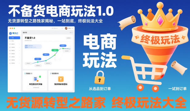 不备货电商玩法1.0，​无货源转型之路独家揭秘，一站到底，终极玩法大全-宇文网创