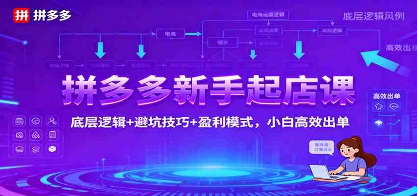 拼多多新手起店课：底层逻辑+避坑技巧+盈利模式，小白高效出单-宇文网创