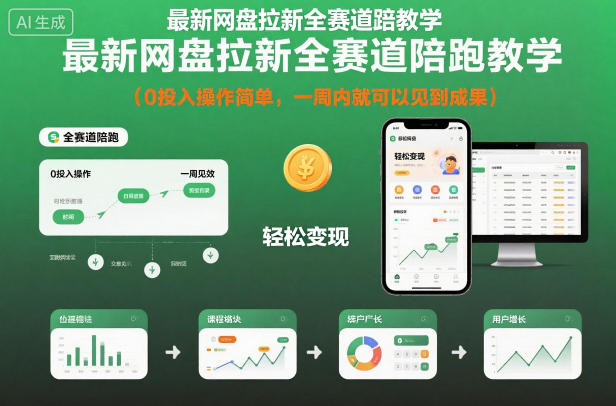 最新网盘拉新全赛道陪跑教学，0投入操作简单，一周内就可以见到成果-宇文网创