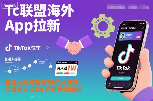 Tc联盟海外App拉新：普通人如何搭乘TikTok快车，打造月入过1W的可持续副业-宇文网创
