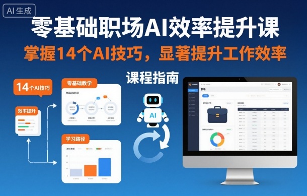 零基础职场AI效率提升课，掌握14个AI技巧，显著提升工作效率-宇文网创