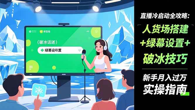 直播冷启动全攻略:人货场搭建+绿幕设置+破冰技巧，新手月入过万实操指南-宇文网创