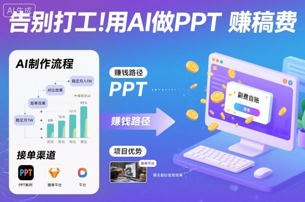 告别打工！用AI做PPT賺稿费，稳定月入1W，提供接单渠道-宇文网创
