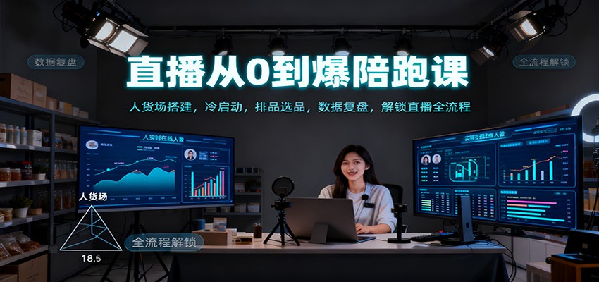 直播从0到爆陪跑课：人货场搭建，冷启动，排品选品，数据复盘，解锁直播全流程-宇文网创