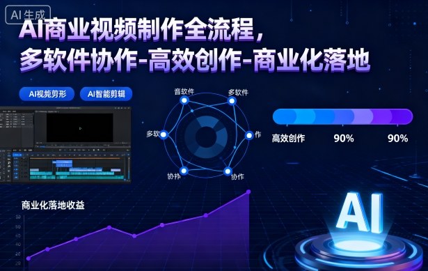 AI商业视频制作全流程，多软件协作-高效创作-商业化落地-宇文网创
