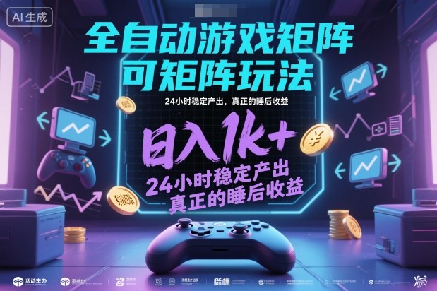 全自动游戏掘金，可矩阵操作，日入1k+，24小时稳定产出，真正的睡后收益【揭秘】-宇文网创