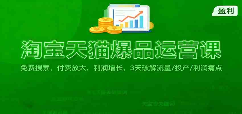 淘宝天猫爆品运营课：免费搜索，付费放大，利润增长，3 天破解流量/ 投产/利润痛点-宇文网创
