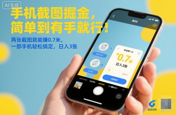 手机截图掘金，简单到有手就行！两张截图就能賺0.7米，一部手机轻松搞定，日入3张【揭秘】-宇文网创