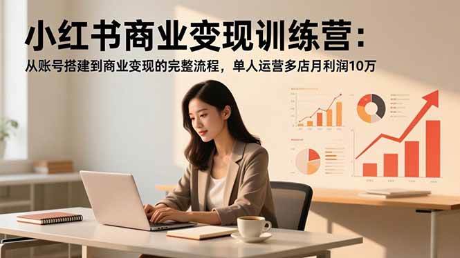 小红书商业变现训练营：从账号搭建到商业变现的完整流程，单人运营多店月利润10万-宇文网创