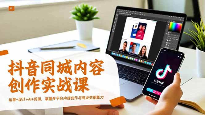抖音同城内容创作实战课，运营+设计+AI+剪辑，掌握多平台内容创作与商业变现能力-宇文网创