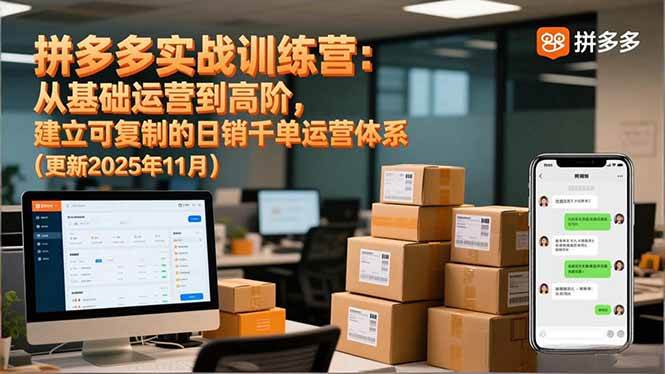 拼多多实战训练营：从基础运营到高阶，建立可复制的日销千单运营体系-宇文网创