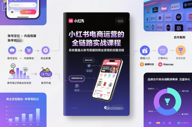 小红书电商运营的全链路实战课程，系统覆盖从账号搭建到商业变现的完整流程-宇文网创