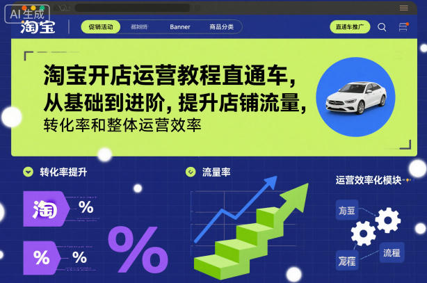 淘宝开店运营教程直通车，从基础到进阶，提升店铺流量，转化率和整体运营效率（更新11月）-宇文网创