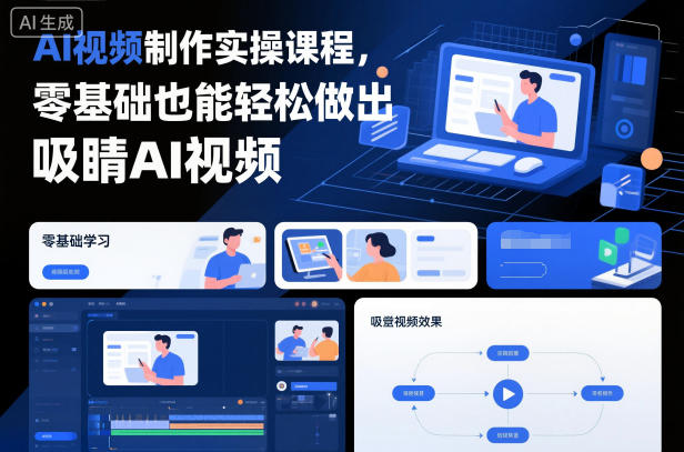 AI视频制作实操课程，零基础也能轻松做出吸睛AI视频-宇文网创