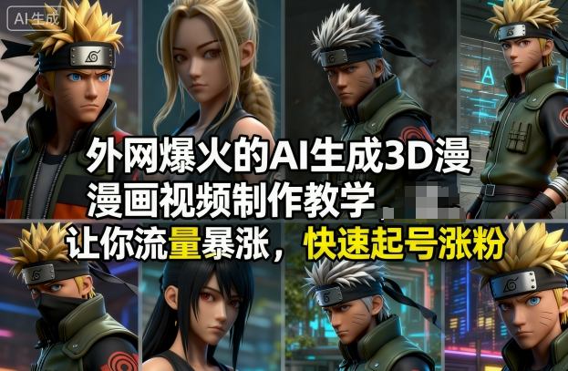 外网爆火的AI生成3D漫画视频制作教学，让你流量暴涨，快速起号涨粉！-宇文网创