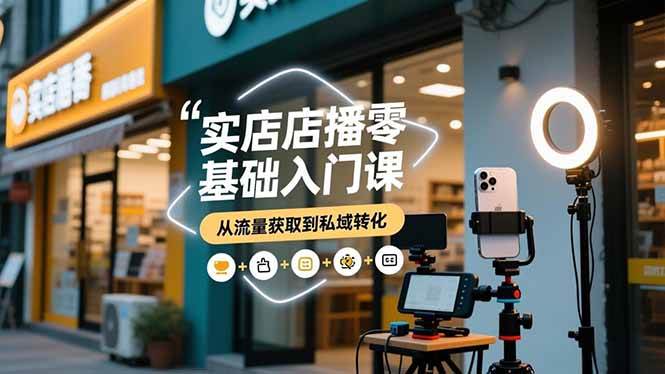 实体店播零基础入门课，实体店+短视频+直播+微信生态+私域社群，从流量获取到私域转化-宇文网创