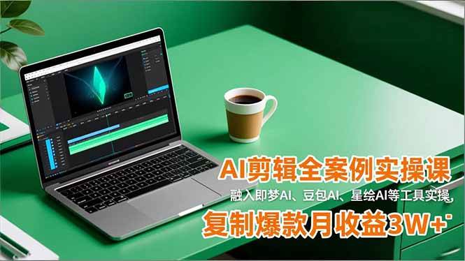 AI剪辑全案例实操课，融入即梦AI、豆包AI、星绘AI等工具实操，复制爆款月收益3W+-宇文网创