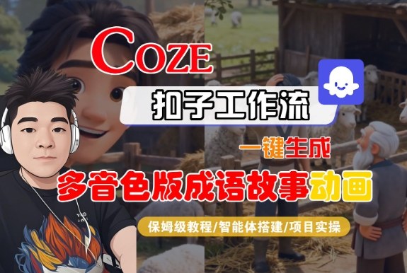 Coze扣子智能体工作流一键生成“多音色版成语故事“动画，全流程保姆级教学-宇文网创