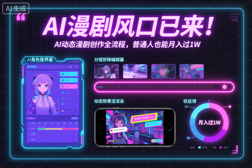AI漫剧风口已来！AI动态漫剧创作全流程，普通人也能月入过1W-宇文网创