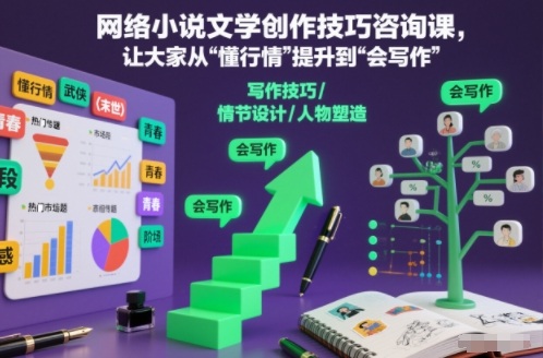 网络小说文学创作技巧咨询课，让大家从“懂行情”提升到”会写作”的高度-宇文网创