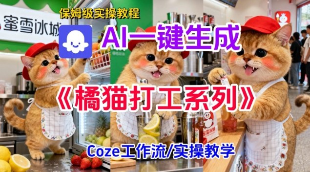 Coze扣子工作流一键生成胖橘猫打工短视频，保姆级实操搭建教学-宇文网创