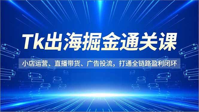 Tk出海掘金通关课，小店运营、直播带货、广告投流，打通全链路盈利闭环-宇文网创