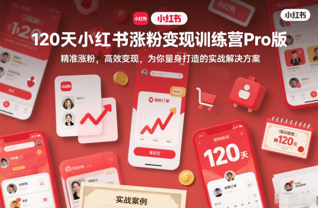 120天小红书涨粉变现训练营Pro版，​精准涨粉，高效变现​，为你量身打造的实战解决方案-宇文网创