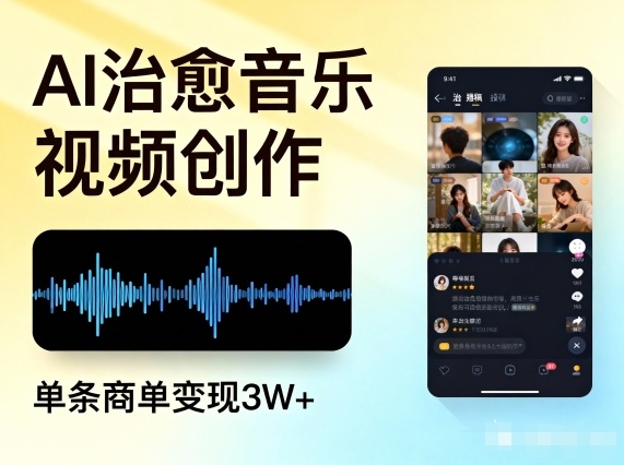 AI做治愈音乐视频，多平台投稿，单条商单变现3W+-宇文网创