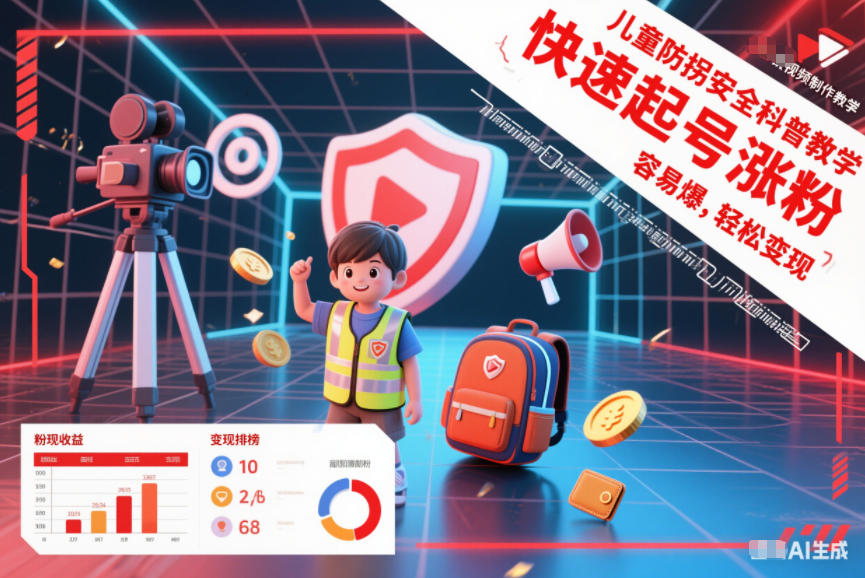 儿童防拐安全科普知识视频制作教学，快速起号涨粉，容易爆，轻松变现-宇文网创