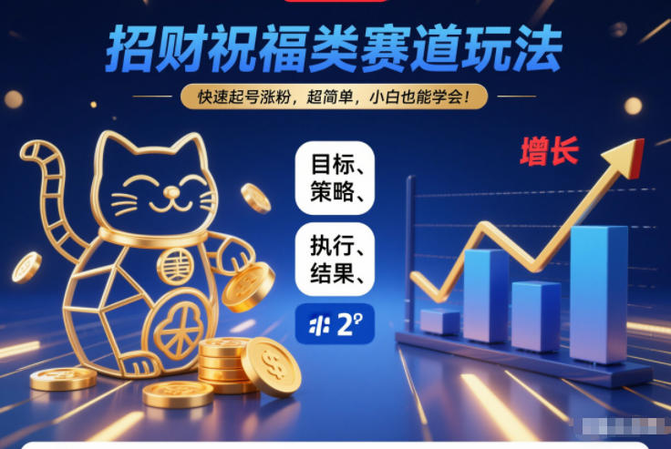 招财祝福类赛道玩法，快速起号涨粉，超简单，小白也能学会！-宇文网创