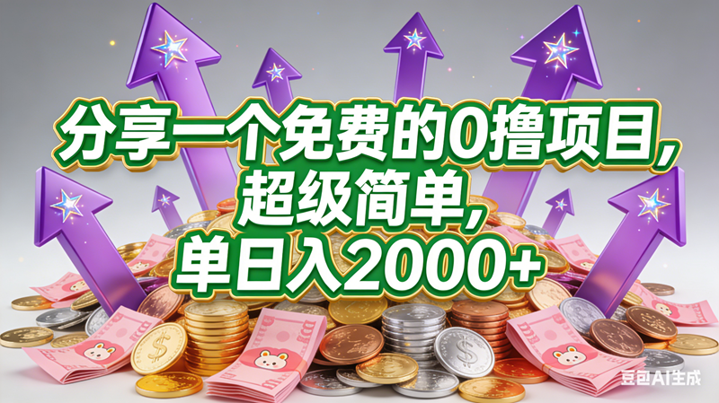 分享一个免费的，0撸靠谱小项目，超级简单，单日入2000+-宇文网创