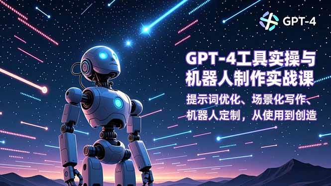GPT-4工具实操与机器人制作实战课：提示词优化、场景化写作、机器人定制，从使用到创造-宇文网创