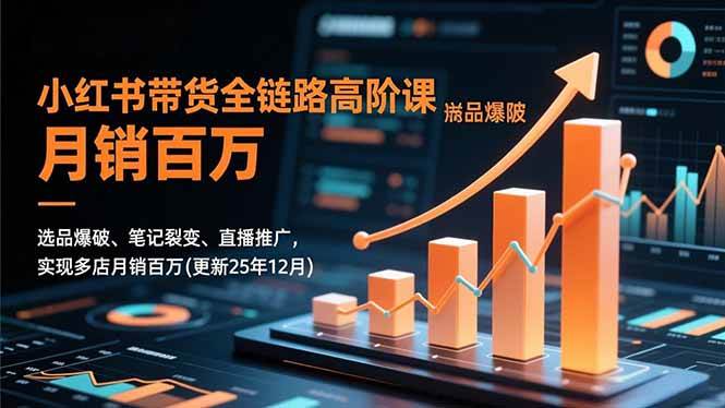 小红书带货全链路高阶课，选品爆破、笔记裂变、直播推广，实现多店月销百万(更新25年12月)-宇文网创