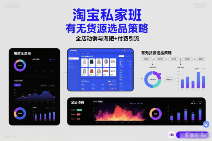 淘宝私家班，有无货源选品策略，高成功率爆款全流程打法，全店动销与淘短+付费引流-宇文网创