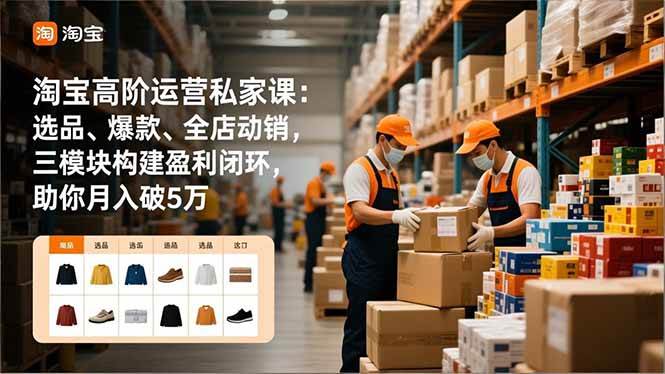 淘宝高阶运营私家课：选品、爆款、全店动销，三模块构建盈利闭环，助你月入破5万-宇文网创