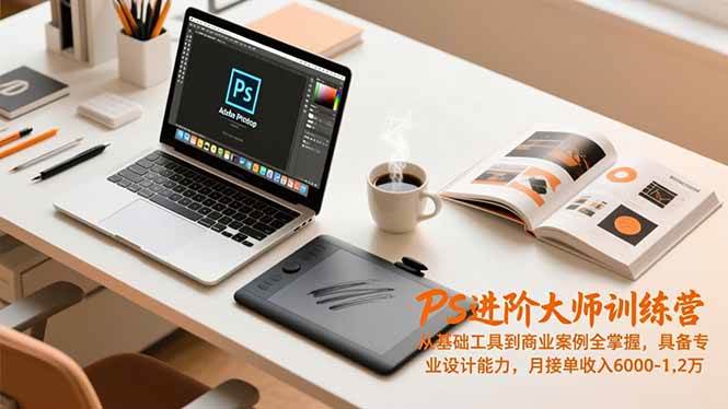 PS进阶大师训练营，从基础工具到商业案例全掌握，具备专业设计能力，月接单收入6000-1.2万-宇文网创