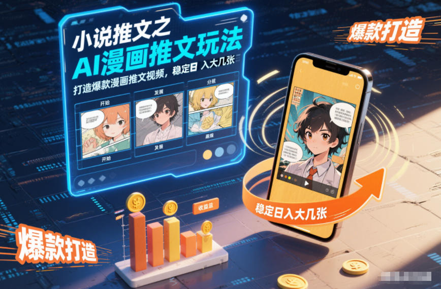 小说推文之AI漫画推文玩法，打造爆款漫画推文视频，稳定日入大几张-宇文网创