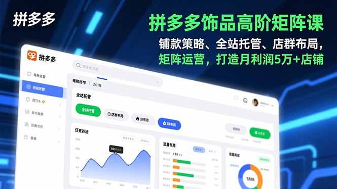 拼多多饰品高阶矩阵课，铺款策略、全站托管、店群布局，矩阵运营，打造月利润5万+店铺-宇文网创